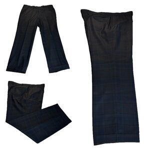 Paul Stuart Men's Wool Dress Pants Blue/Brown Check Straight Leg Cuffed 42x30